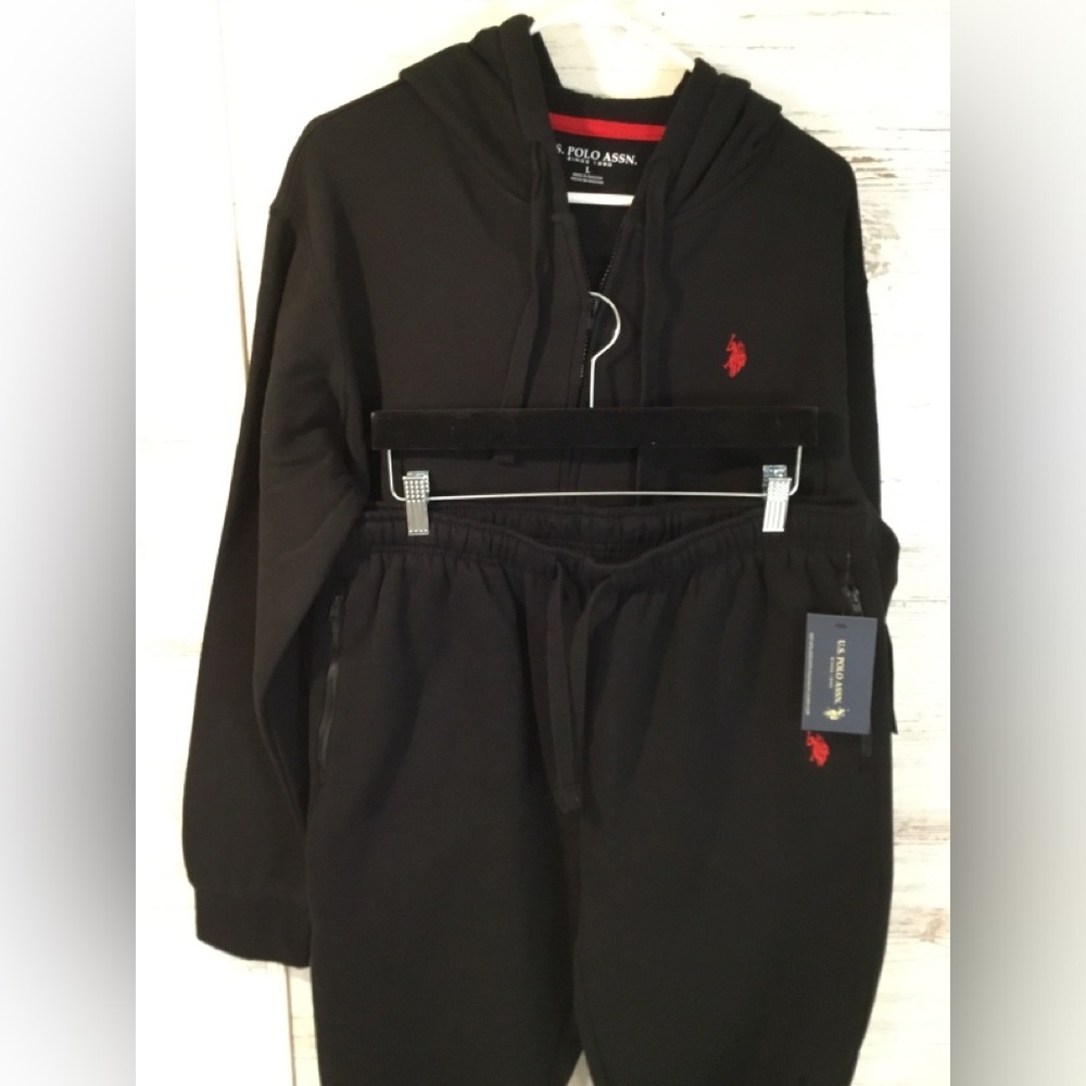 Polo Ralph Lauren Fleece Full-Zip Sweatsuit 2 Pc Set Mens Large Hoodie & Pants,
